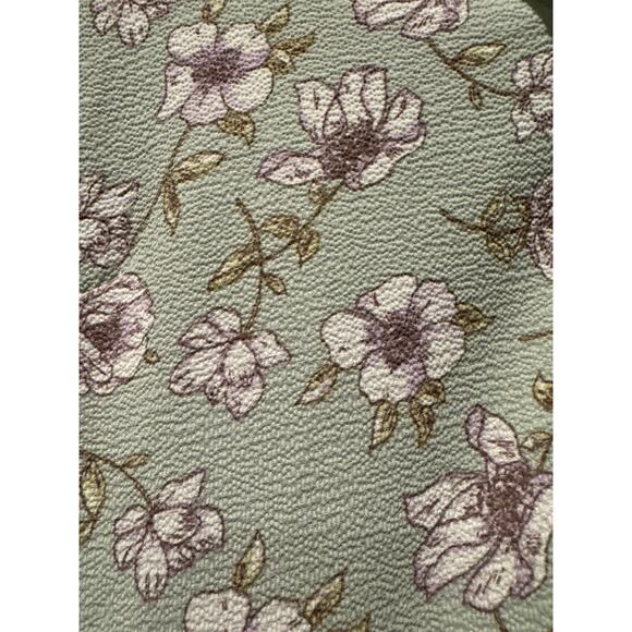 Monteau Los Angeles Green Floral Tiered Dress with belt & round neck size small - Picture 2 of 12